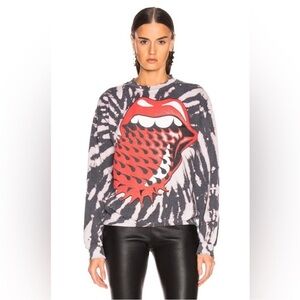 Madeworn Rolling Stones Voodoo Long Sleeve Distressed Tie Dye Sweatshirt EUC S